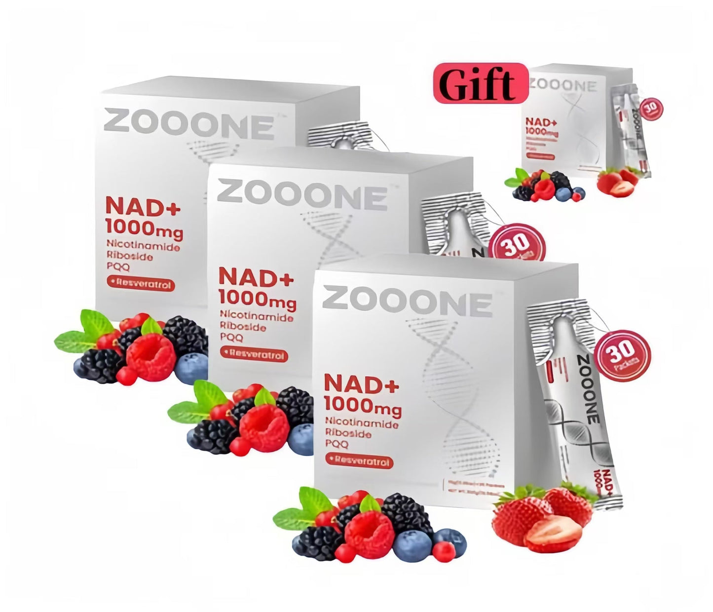 ZOOONE NR1000 - NAD+ Berry Flavor Drink Mix for Skin Aging Support, Energy, and Focus - 30 Pack-store