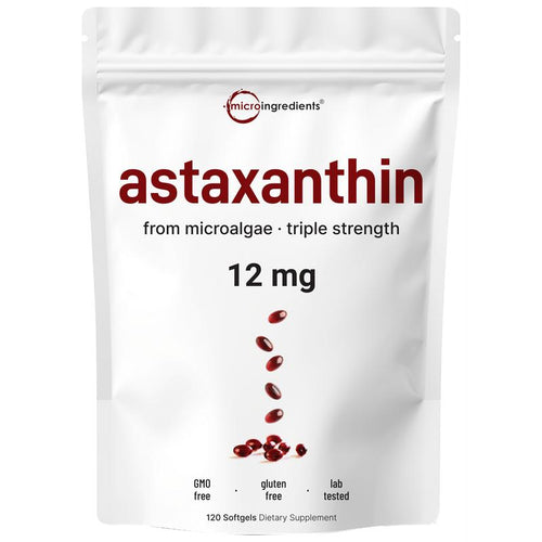 Pure Microalgae Astaxanthin 12mg | Superior Antioxidant for Skin Health & Overall Wellness | 120 Softgels (4-Month Supply)