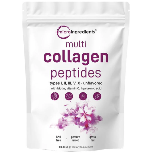 Ingredients Multi Collagen Peptides Powder - Hydrolyzed Protein Peptides With Hyaluronic Acid, Biotin & Vitamin C Unflavored
