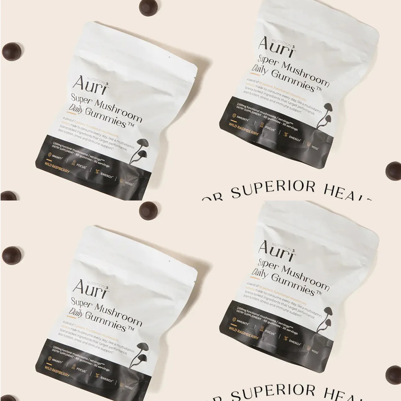 Super Mushroom Daily Gummies🍄 | 12 Functional Mushrooms in Tasty Raspberry for Focus, Memory & Immune Support