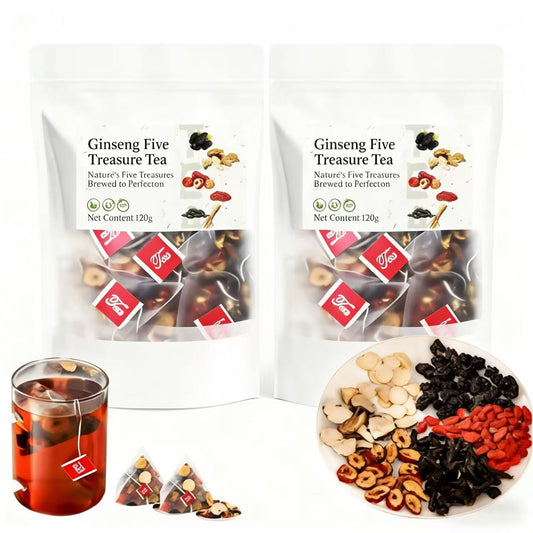 Ginseng Five Treasures Tea | Liver and Kidney Nourishing Vitality Tea | Natural Health Gift Box | Christmas Gift..