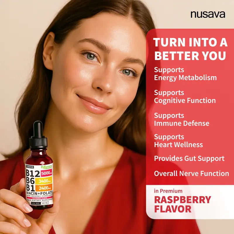 (1-PACKRaspberry) Vitamin B12 Liquid Supplement Drops  - Edible Support for Energy, Brain & Heart, Non-GMO & Gluten-Free, 4 FI Oz