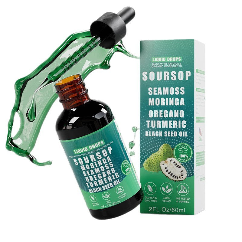 10-in-1 Soursop Superfood Drops | Natural Herbal Essence with Moringa & Turmeric for Holistic Wellness | 100% Organic (60mL)