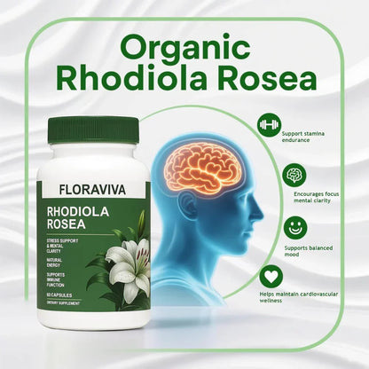 Rhodiola Rosea Capsules - Floravida for Energy, Focus, Mood - 60 Capsules.1