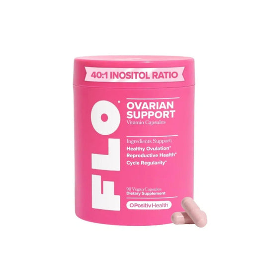O Positiv FLO Ovarian Health Support - Hormone Balance for Women, Supplement with DIM, Myo & D-Chiro Inositol, Folic Acid - Supports Healthy Ovulation, Cycle Regularity - 30 Servings