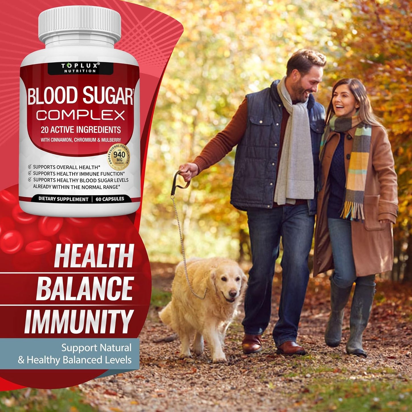 Blood Sugar Complex-Supports healthy balanced blood sugar levels-Advanced Formula with 20 Essential Active Ingredients