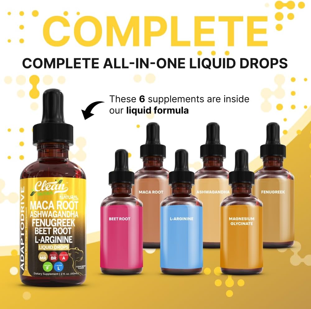 Organic Maca Root Liquid Drops – Liquid Multivitamin for Women & Men – Adapto Drive