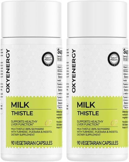 OxyEnergy Silymarin Milk Thistle 300mg – Liver Detox & Repair with Vitamin C, Inositol & Pueraria – 90 Veg Capsules