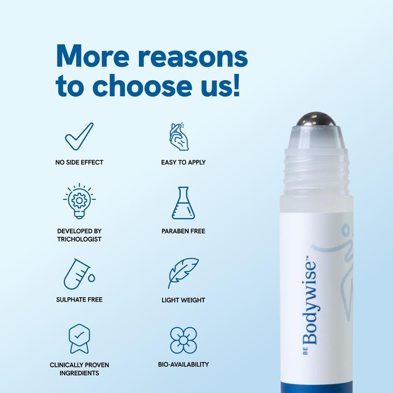 Bodywise Advanced Hair Growth Serum Roll On- For Hair Thinning, Herbal- (25ml)