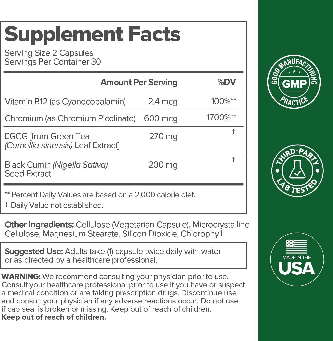 Women's Metabolism Support - Energy, Curb Cravings, Healthy Metabolism - Vegan Capsules, 30 Servings