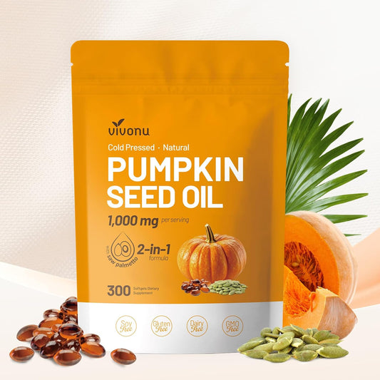 Pumpkin Seed & Saw Palmetto Oil Softgels | Dual-Herb Support for Hair Growth, Bladder & Prostate Health300Count