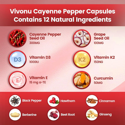 Cayenne Pepper Heart & Vessel Support – Full Spectrum Formula with Vitamins & Botanicals | 240 Capsules