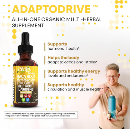 Organic Maca Root Liquid Drops – Liquid Multivitamin for Women & Men – Adapto Drive