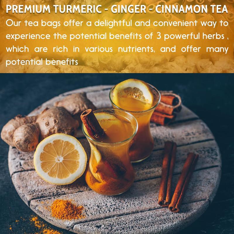 Turmeric Ginger Cinnamon Tea – 120 Bags | 100% Natural Herbal Blend for Wellness & Digestio..