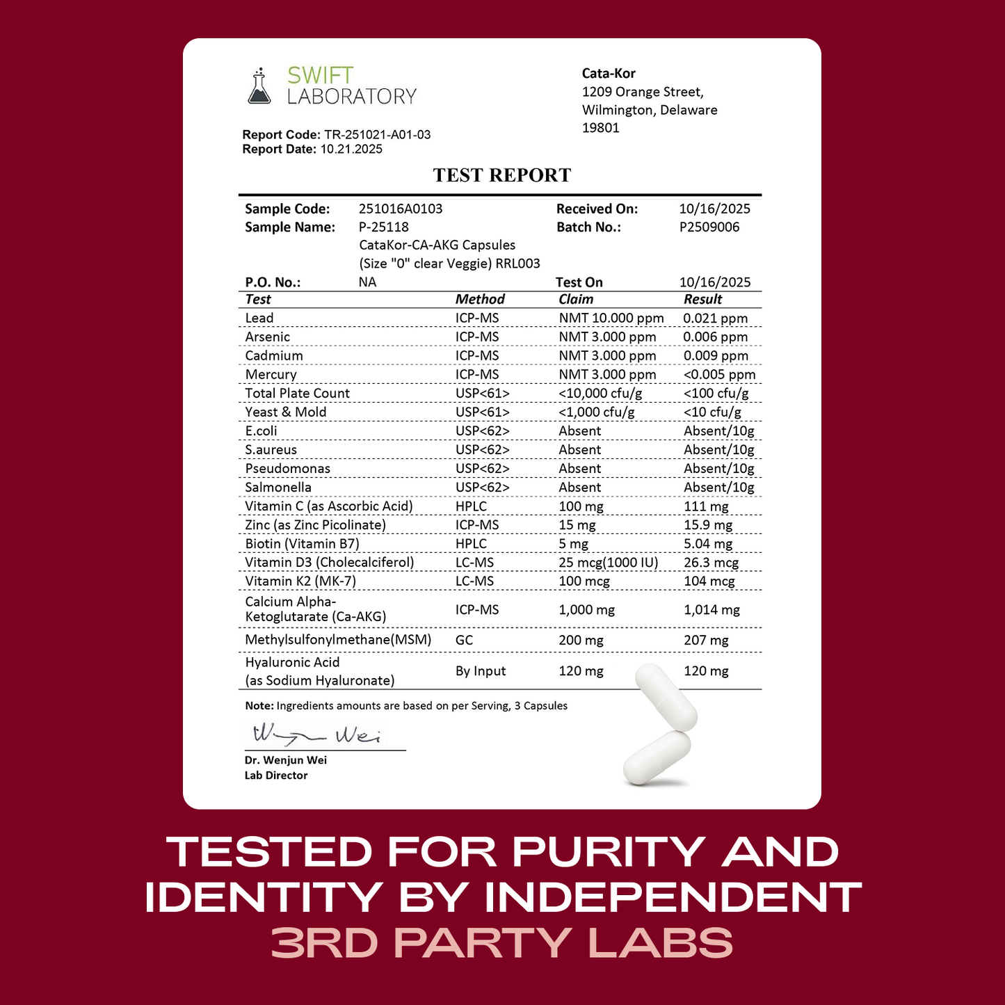 Cata-Kor Skin, Hair & Nails Supplement – Ca AKG, MSM, Hyaluronic Acid, Biotin-store