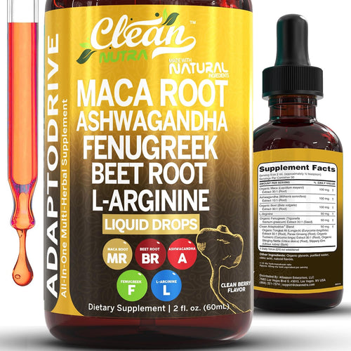 Organic Maca Root Liquid Drops – Liquid Multivitamin for Women & Men – Adapto Drive