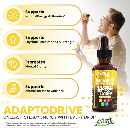 Organic Maca Root Liquid Drops – Liquid Multivitamin for Women & Men – Adapto Drive