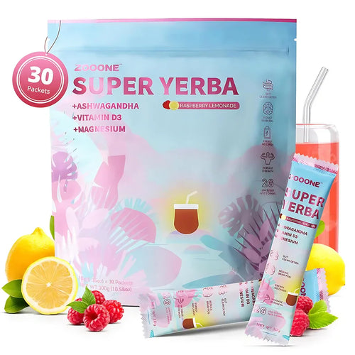 ZOOONE Super Yerba | Yerba Mate Instant Tea Powder | RASPBERRY LEMONADE Flavor | 30 Servings-store
