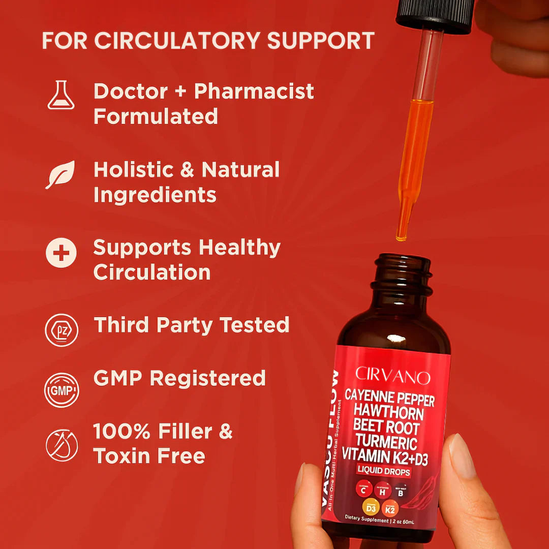 Cayenne Vascular Flow Liquid | Heart Health & Balanced Blood Pressure Support | Fast-Absorbing for Energy