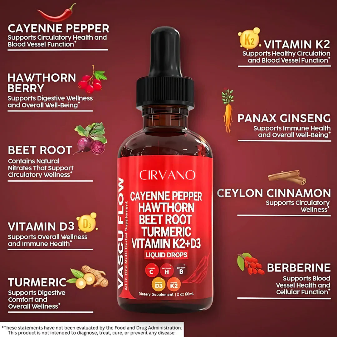 Cayenne Vascular Flow Liquid | Heart Health & Balanced Blood Pressure Support | Fast-Absorbing for Energy