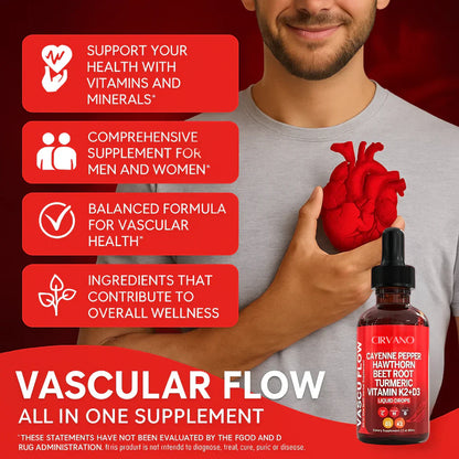 Cayenne Vascular Flow Liquid | Heart Health & Balanced Blood Pressure Support | Fast-Absorbing for Energy