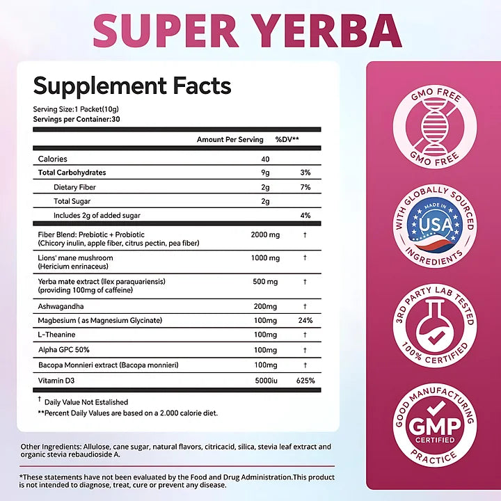 ZOOONE Super Yerba | Yerba Mate Instant Tea Powder | RASPBERRY LEMONADE Flavor | 30 Servings-store