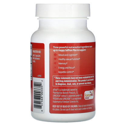 BrainMD Happy Saffron Plus, 90 Vegan Capsules，Feel the Joy of a Balanced Mind &Restful Sleep