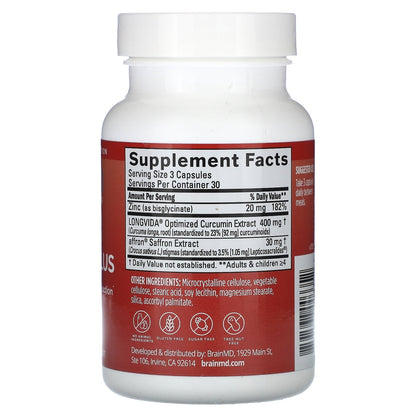 BrainMD Happy Saffron Plus, 90 Vegan Capsules，Feel the Joy of a Balanced Mind &Restful Sleep