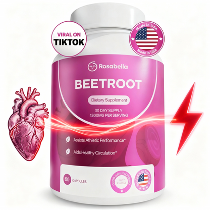 Organic Beet Root Capsules 1300mg - 60 Caps (30-Day Supply) | Supports Healthy Circulation & Vitality | Non-GMO, Pure Beetroot Powder Supplement