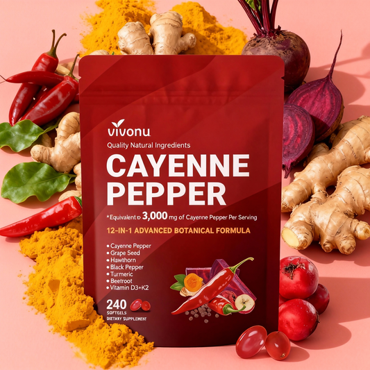 Heart & Vascular Support Cayenne Pepper – Full Spectrum Formula with Essential Vitamins & Botanicals (240 Capsules)