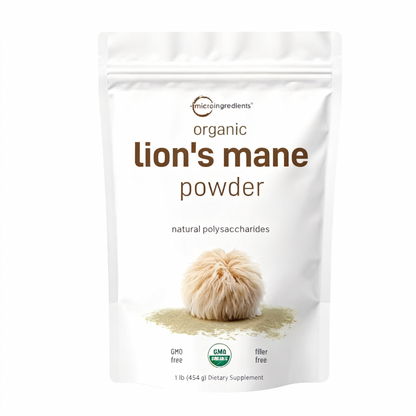 Organic Lion‘s Mane Mushroom Powder 50:1 Extract | 8oz US Grown Sustainable | Mental Clarity, Focus & Immune Support | Vegan