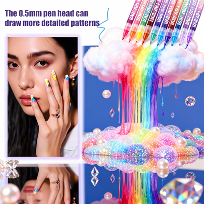3D Nail Art Pens Set | 12 Vibrant Colors Fine Tip 0.5mm | Quick-Dry Liner & Dotting Tools for  Home