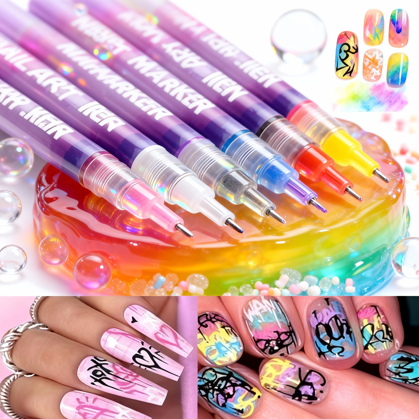 3D Nail Art Pens Set | 12 Vibrant Colors Fine Tip 0.5mm | Quick-Dry Liner & Dotting Tools for  Home