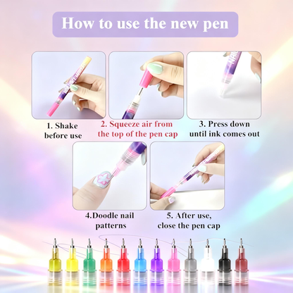 3D Nail Art Pens Set | 12 Vibrant Colors Fine Tip 0.5mm | Quick-Dry Liner & Dotting Tools for  Home