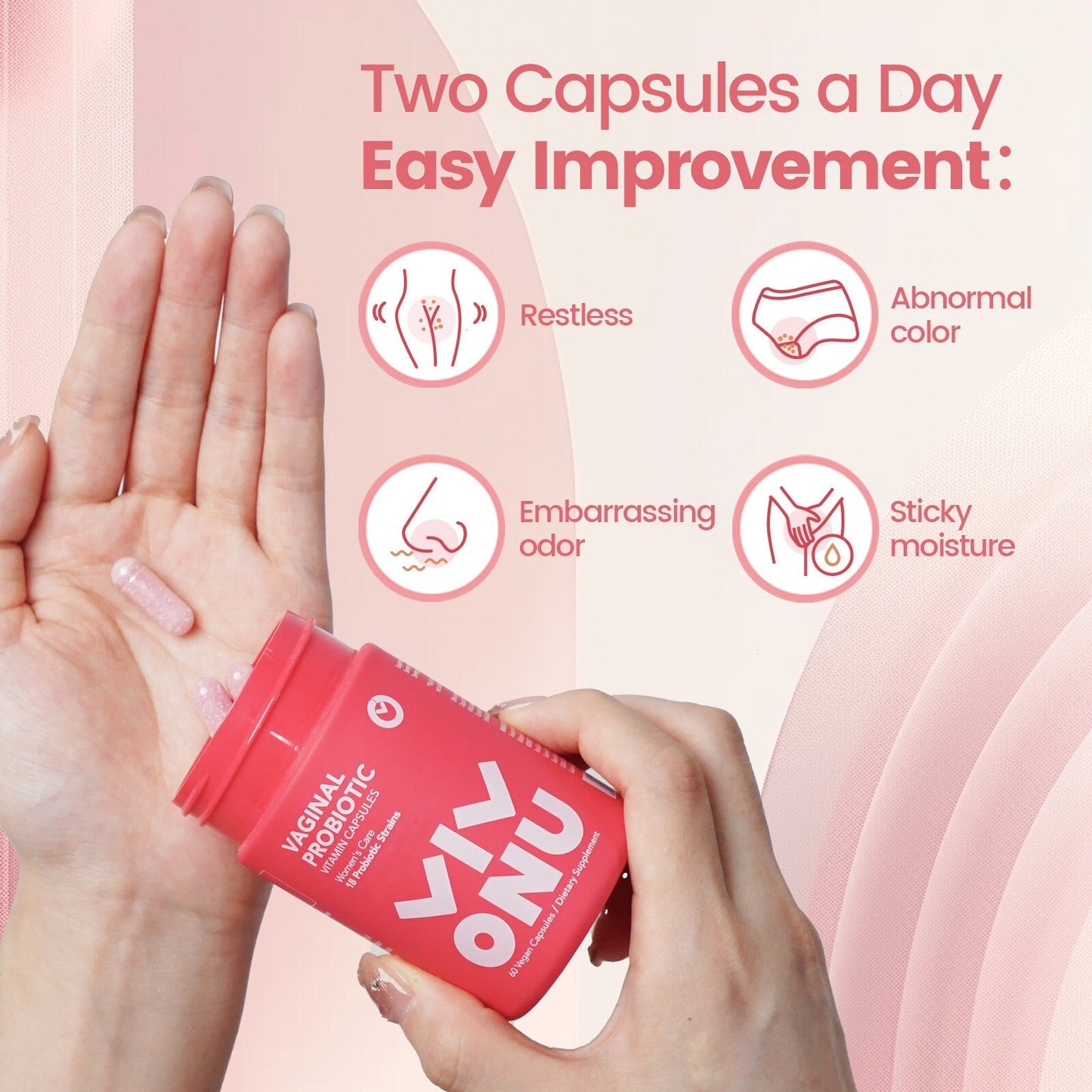 Professional Feminine Probiotic Formula | Supports Vaginal pH Balance & Natural Defense, 60 Daily Capsules