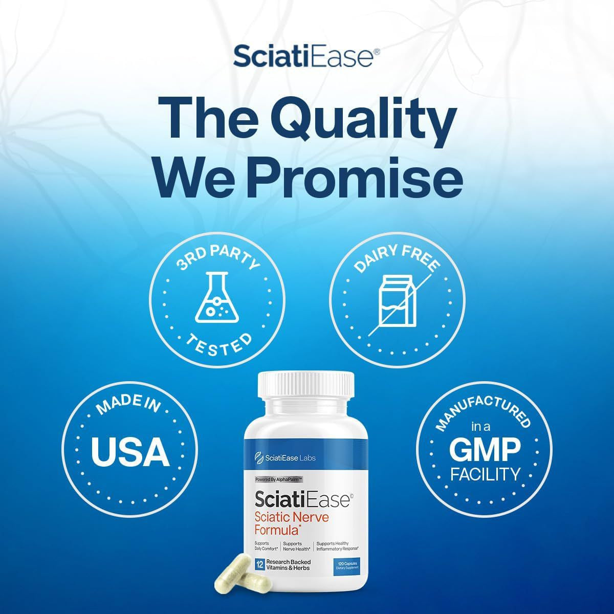 SciatiEase Labs Sciatic Ease Nerve Formula - Nervous System Health, Antioxidant