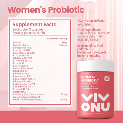 Professional Feminine Probiotic Formula | Supports Vaginal pH Balance & Natural Defense, 60 Daily Capsules