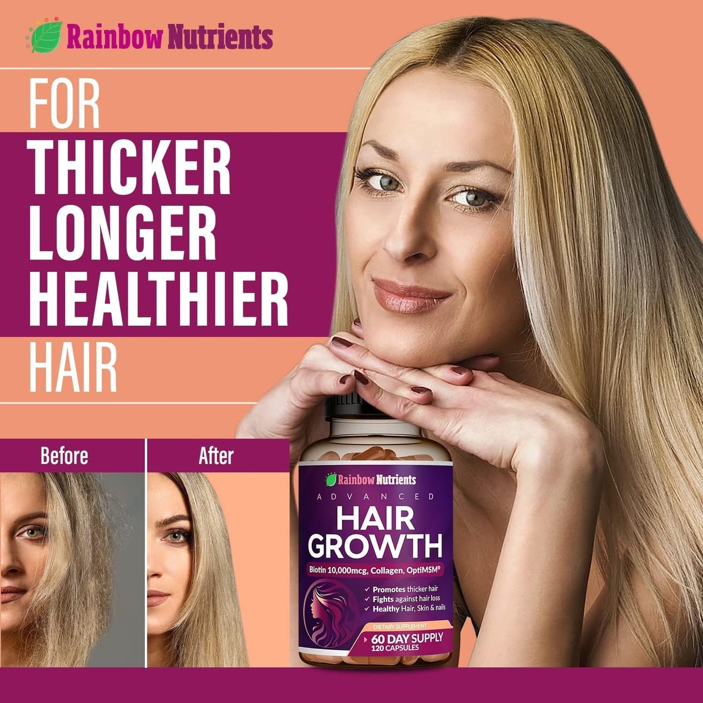 Advanced Hair, Skin & Nails Growth Formula – Doctor-Formulated with Collagen & Biotin for Intrinsic Beauty Support